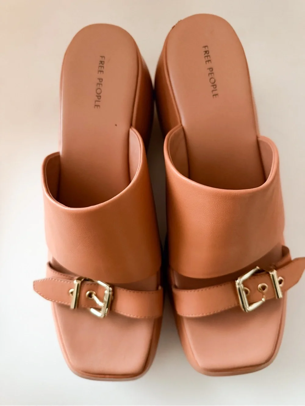 Free People Mila Minimal Wedge In Vachetta